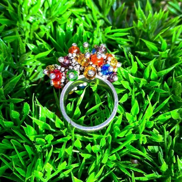 Designer sterling silver  925 artist handmade Cocktail Ring - Picture 4 of 5